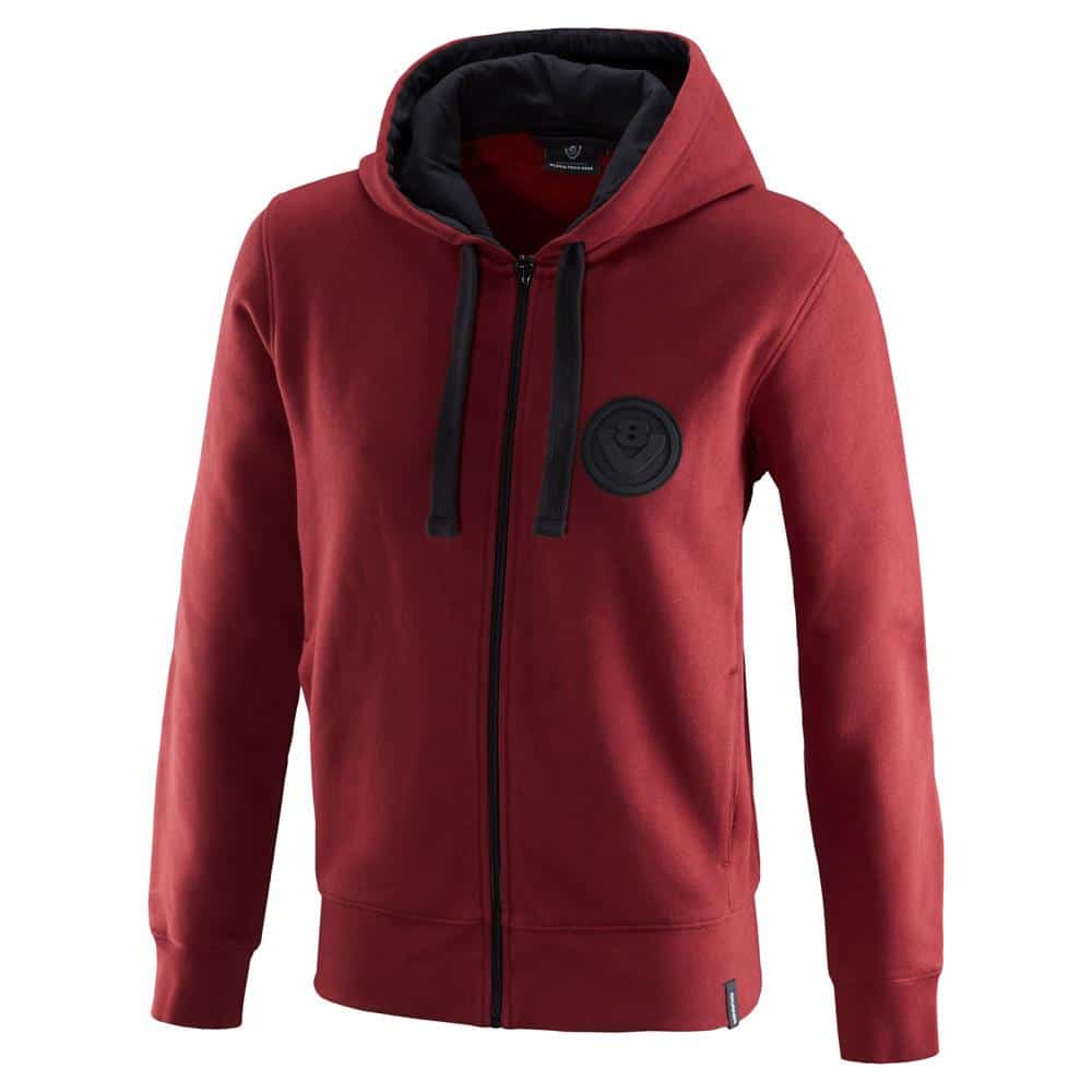 WOMENS RED ZIP V8 HOODIE